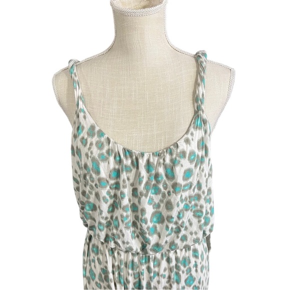 Ann Taylor Loft Womens Tan Green Leopard Print Maxi (56”) Dress Sz M Sleeveless - Picture 5 of 15